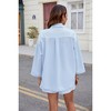 Womens Shirts Sets with Pockets Bell Sleeve Lounge Sets Casual Outfits Front Button Down Shirt with Pleated Shorts - 2 of 4