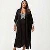 Anna-Kaci Lounge Women's Plus Size Long Robe Set with Soft Draped Silhouette and Delicate Lace Trim Accents for a Layered Look - 2 of 4