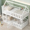 Twin Over Twin House Bunk Bed with Fence and Door - 2 of 4