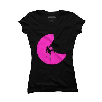 Junior's Design By Humans Rock Climbing Color Moon By jirkasvetlik T-Shirt