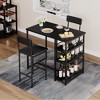 Garvee 2-Person Bar Table Set - 3-Shelf Dining Table with 2 Upholstered Stools, Backrest Chairs for Restaurants, Bistros & Homes, Black - 3 of 4
