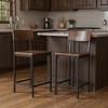 HomeRoots Set of Two 25" Brown and Black Solid Wood and Metal Counter Height Bar Chairs - 2 of 4