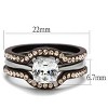Slickblue Two-Tone Stainless Steel Ring for Women, Clear CZ, Black or Dark Brown Finish, Square Design, Size 5-11 - 2 of 4