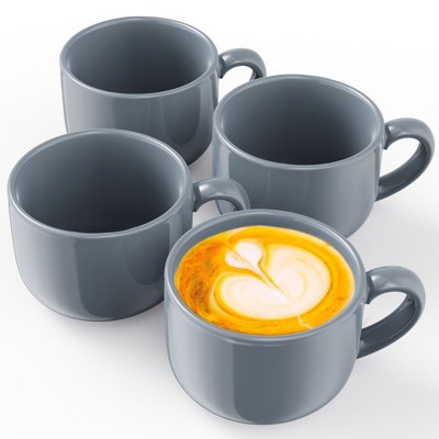 Omniware Teaz Cafe 24oz Jumbo Mug, Set of 4 - Rustic Stoneware, Oversized Handle, Dishwasher Safe, Lead-Free Glaze