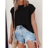 BLUEMING Womens Tank Tops Cap Sleeves Casual Crew Neck Loose Fit Knit Lightweight Pullover Sweater - 2 of 4
