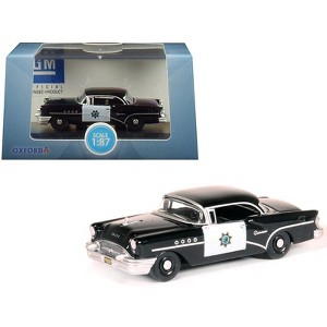 1955 Buick Century "California Highway Patrol" (CHP) Black 1/87 (HO) Scale Diecast Model Car by Oxford Diecast - 1 of 3