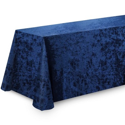 Navy Blue 90 x 156 Inch Rectangular Crushed Velvet Table Cloth