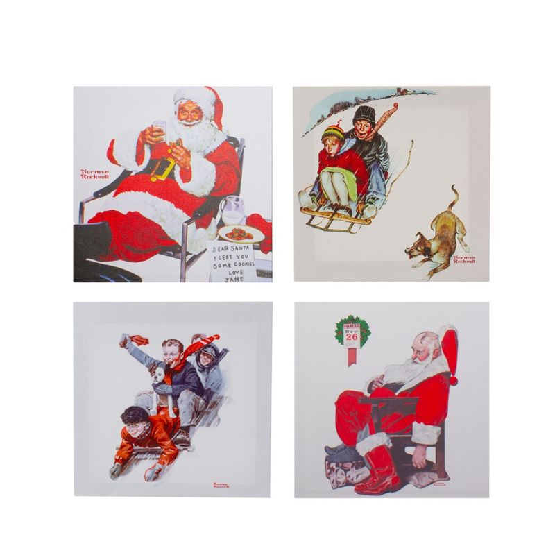 Northlight Set of 4 Norman Rockwell Classic Christmas Scene Canvas Prints, 1 of 5