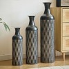 ORRD Set of 3 Black Metal Floor Vases, Textured Pattern Modern Home Decor - Tall Vases for Living Room, Office & Holiday Decor - 2 of 4