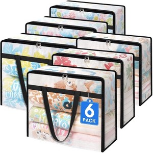 6 Pack Moving Bags Clear Window, Large Packing Bags for Saving Space, Storage Bags Strong Carrying Handles & Zippers - 1 of 4