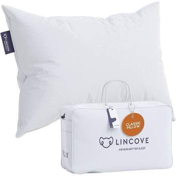 Lincove Down & Feather Bed Pillows - Luxury Hotel Collection, 100% Cotton, 600 Thread Count, 1 Pack