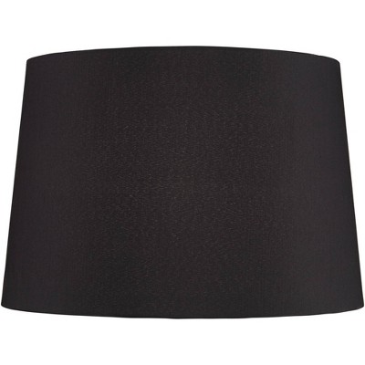 Springcrest Black Faux Silk Medium Tapered Drum Lamp Shade 13" Top x 15" Bottom x 10" Slant x 10" High (Spider) Replacement with Harp and Finial