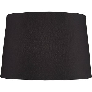 Springcrest Black Faux Silk Medium Tapered Drum Lamp Shade 13" Top x 15" Bottom x 10" Slant x 10" High (Spider) Replacement with Harp and Finial - 1 of 4