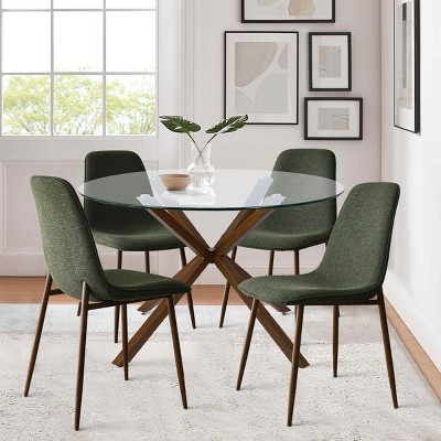 Oslo Walnut Dining Chairs Set Of 4,Upholstered Dining Chairs with Walnut Metal Legs-Maison Boucle