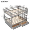 NicBex Twin Over Twin Bunk Bed with Guardrail and 2 Drawers,Loft Bed with Ladder and Converts to 2 Beds,Noise Reduced Bunk Beds for Bedroom - 3 of 4