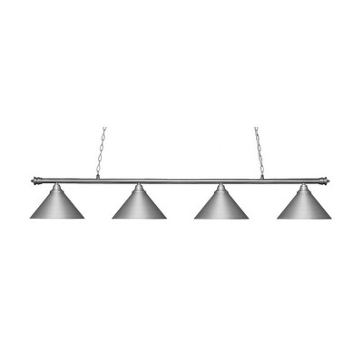 Toltec Lighting Oxford 4 - Light Island Pendant Light in  Brushed Nickel with 14" Brushed Nickel Cone Metal Shade Shade