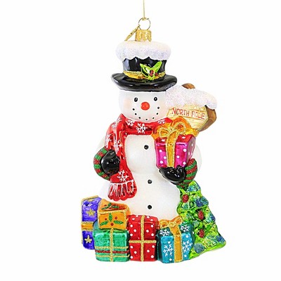 Huras Family 7.0 Inch Snowman Need A Lift Christmas North Pole Presents Tree Ornaments