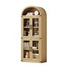71'' Tall Arched Bookcase, Industrial 5-Tier Arched Bookshelf with 4 Glass Doors and Open Shelf, Anti-Tip Design, Freestanding Display Storage Cabinet - 2 of 4