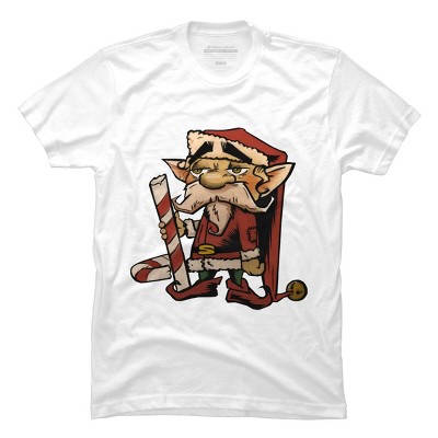 Men's Design By Humans The Candy Cane Elf By HawksAerie T-Shirt
