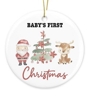 Lomsoe Babys First Christmas Ornament Boy Girl Baby First For Couple New Parents Family Christmas Ceramic Xmas Tree Ornament Decor Christmas Gift - 1 of 1