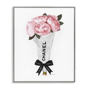 Stupell Industries Pink Peonies Flower Bouquet Glam Fashion Bow, 20" x 16" - 1 of 4