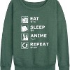 Women's - Instant Message - Eat Sleep Anime Repeat Lightweight French Terry Wide Neck Long Sleeve Graphic Shirt - 2 of 4