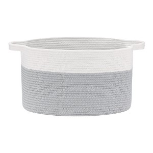 Unique Bargains Woven Handcrafted Cotton Rope Decorative Storage Basket 19" x 13.5" x 11" - 1 of 4