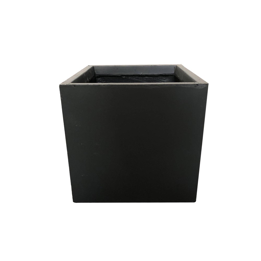 16" Kante Lightweight Modern Outdoor Concrete Square Planter Charcoal Black - Rosemead Home & Garden, Inc.