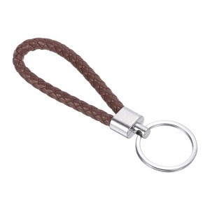 Unique Bargains Braided PU Leather Car Wallet Keychain with Stainless Steel Key Ring - 1 of 3
