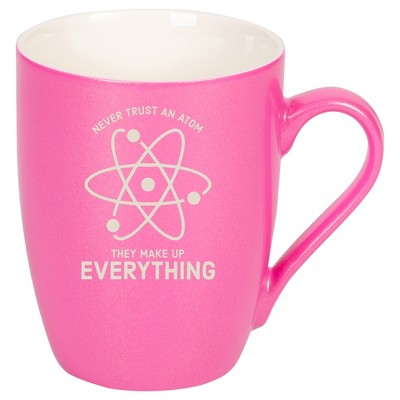 100 North Atom Chemistry 10 Ounce Pink Metallic Finish, Comfortably Fits Your Hands, New Bone China Coffee Tea Cup Mug, Never Trust An Atom They Make