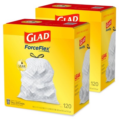 Glad Forceflexplus Tall Kitchen Drawstring Trash Bags - 13 Gallon White  Trash Bag - Odorshield - 100ct : Target