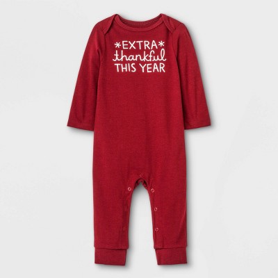 Baby Boys' 'Extra Thankful This Year' Romper - Cat & Jack™ Maroon 3-6M