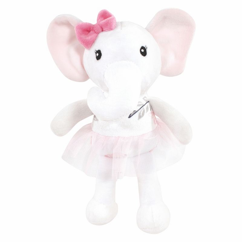 Hudson Baby Infant Girl Plush Bathrobe and Toy Set, White Elephant, One Size, 3 of 4