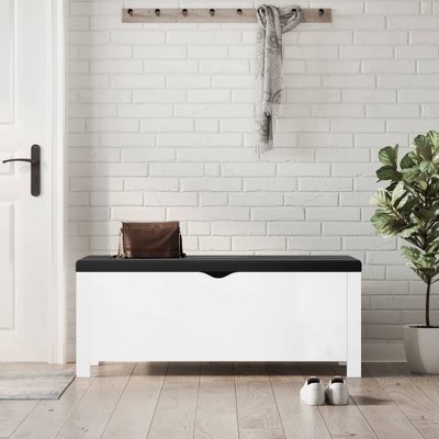 vidaXL Storage Box with Cushion High Gloss White 41.3"x15.7"x17.7"