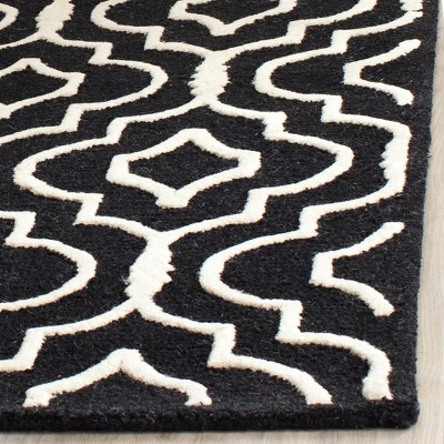 Black and Ivory Hand-Tufted Wool Geometric Square Rug