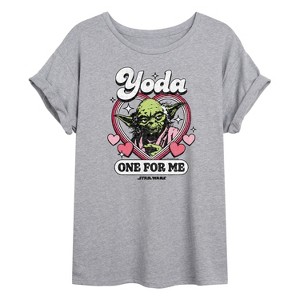 Women's - Star Wars - Valentine Yoda One For Me Oversized Graphic T-Shirt - 1 of 4