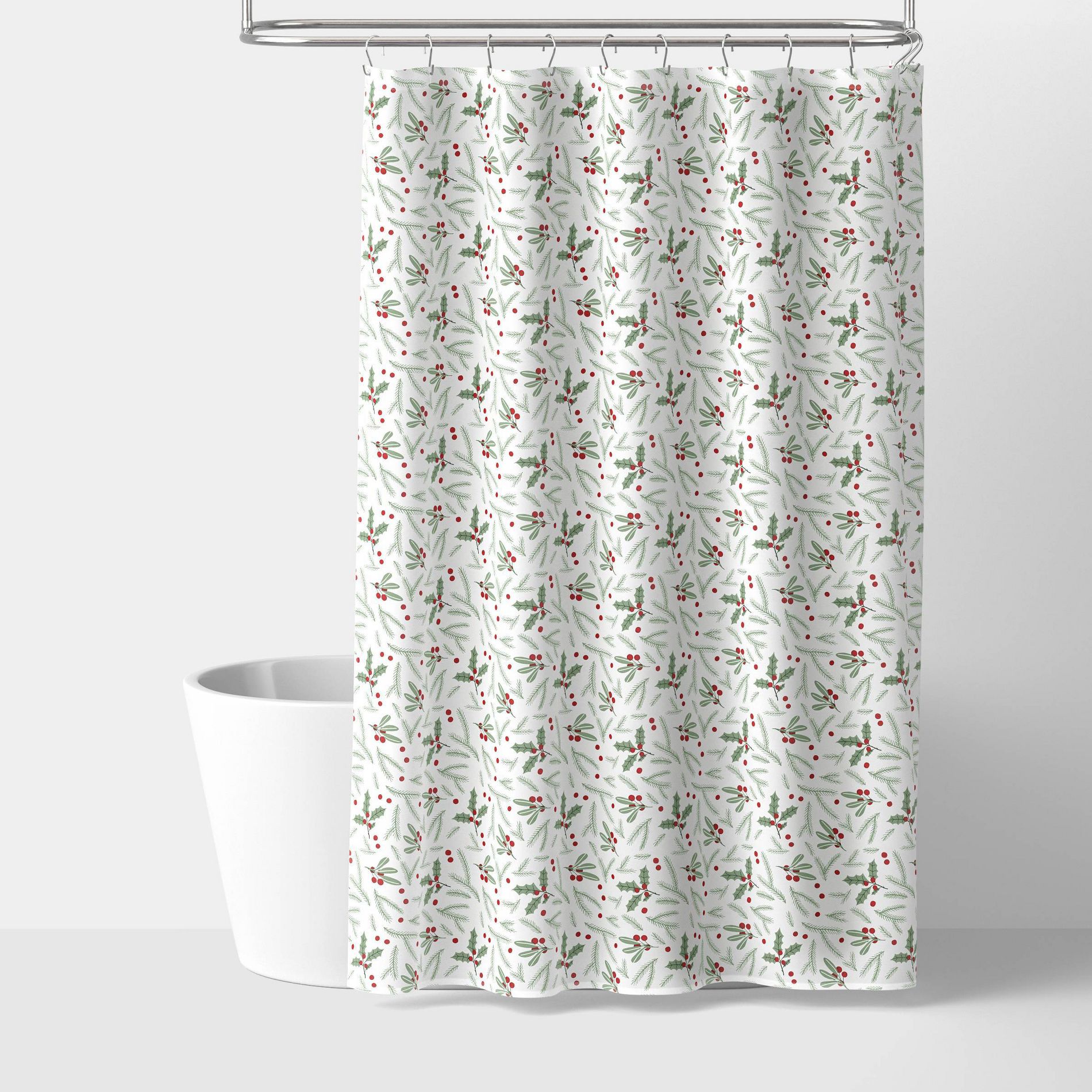 72"x72" Holly Christmas Shower Curtain Ivory - Wondershop™