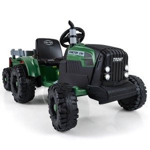 Costway 24V Ride On Tractor for Kids with Detachable Trailer Remote Control Music Green/Pink/Red/Dark Green - 1 of 4