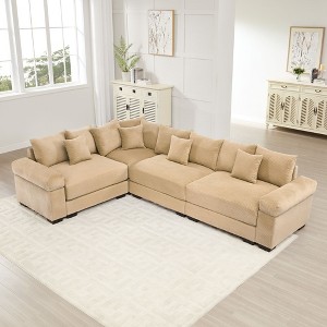 Oversized Cloud Modular Sectional Couch,Convertible Sectional Couches Deep Seat Extra-Wide Armrests - 1 of 4