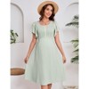 Coolmee Women Maternity Smocked Button Dress Summer Ruffle Short Sleeve Square Neck Casual Flowy Midi Dress Photoshoot Baby Shower Green XXL - 2 of 4