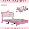 BABYYER Full Size Upholstered Bed Frame, Modern Princess Platform Bed with Adjustable Crown Headboard, No Noise for Girls - 4 of 4