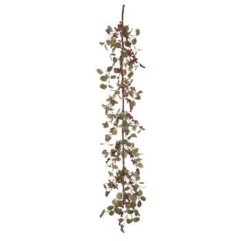 Transpac Fabric 55 in. Multicolor Christmas Rustic Eucalyptus Garland with Berries