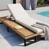 Outdoor Backyard Chaise Lounge Chair,5 Position Adjustable Backrest Recliner Chair,Garden Poolside Lounge with Beige Cushions-Coolbibila - 3 of 4