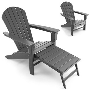 Tangkula HDPE Adirondack Chair W/ Ergonomic Design&Ottoman Outdoor Lounge Armchair Chair for Yard&Patio Black/Coffee/Grey/Turquoise/White - 1 of 4