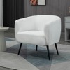 HOMCOM Teddy Fleece Fabric Accent Chair, Mid Century Modern Barrel Armchair with Metal Legs and Soft Padding for Living Room, Cream - 3 of 4