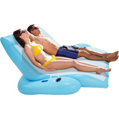 Two-Person Inflatable Pool Recliner, Great Lounge Floats for Adults and Kids
