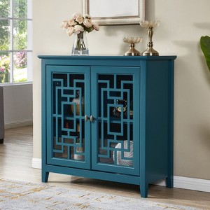 Sideboard Buffet Cabinet, Wooden Coffee Bar Cabinet with Glass Door, TV Console Table with Adjustable Shelf for Living Room Dining Room Entryway - 1 of 4