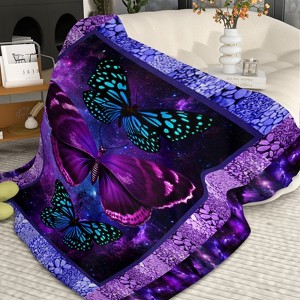 SEVOBAL Baby Blankets Butterfly Printed Flannel Blanket Throw Blanket for Couch Winter Blanket Cozy Blankets, Purple, 30"*40"*0.25" - 1 of 4