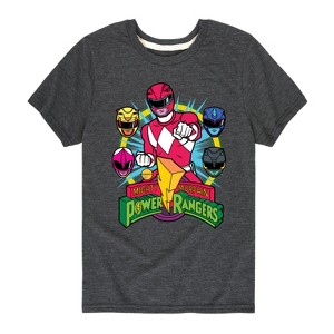 Boys' - Power Rangers - Red Ranger With Faces- Boy's Short Sleeve Tee Short Sleeve Graphic T-Shirt - 1 of 4