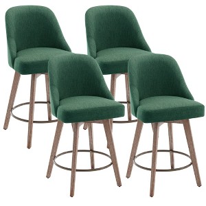 Bekrvio 26" Counter Height Swivel Bar Stools Set of 1/2/3/4–Mid-Century Barstools with Backs, Linen Upholstered & Wood Legs, for Kitchen Island - 1 of 4